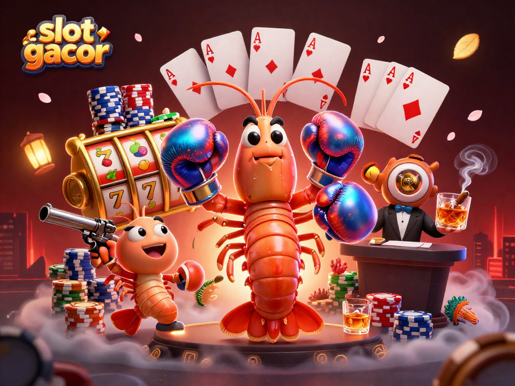 Putaran slot gacor menampilkan kemenangan dalam ilustrasi berwarna-warni dengan simbol keberuntungan dan karakter ikonik.