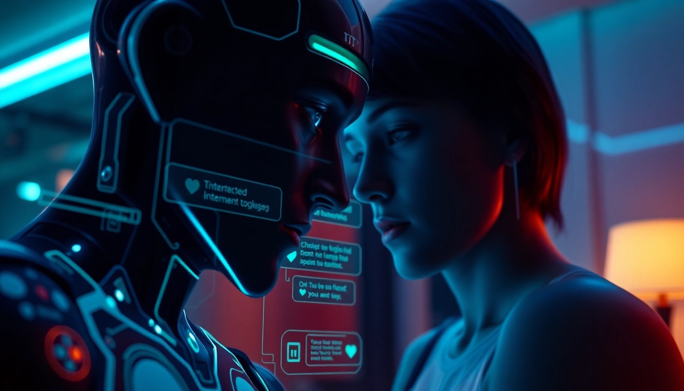 Engaging AI chatbot interface illustrating the concept of ai sex, featuring interactive dialogues in a modern setting.