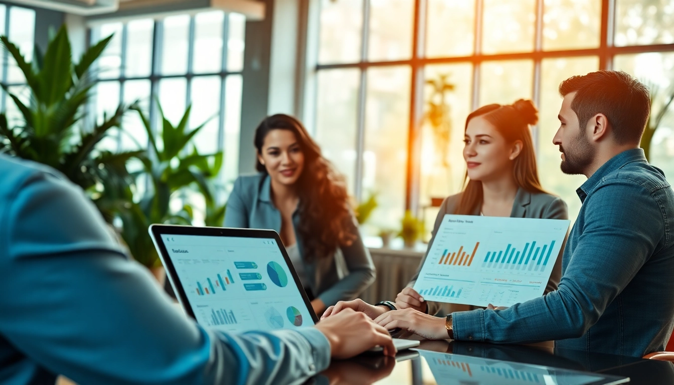 Engaging assistant for enterprise collaborates with team in a modern office.