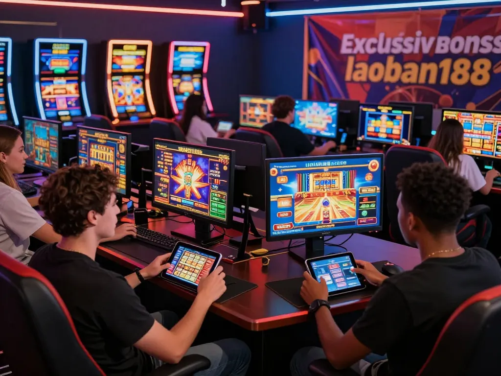 Pemain yang terlibat menikmati permainan slot laoban188 dalam lingkungan permainan online yang semarak dengan bonus.