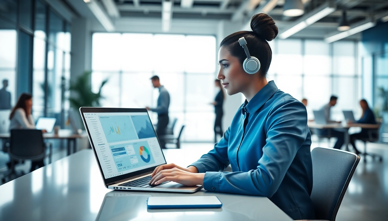 Engaging assistant for enterprise facilitating teamwork in a modern office.