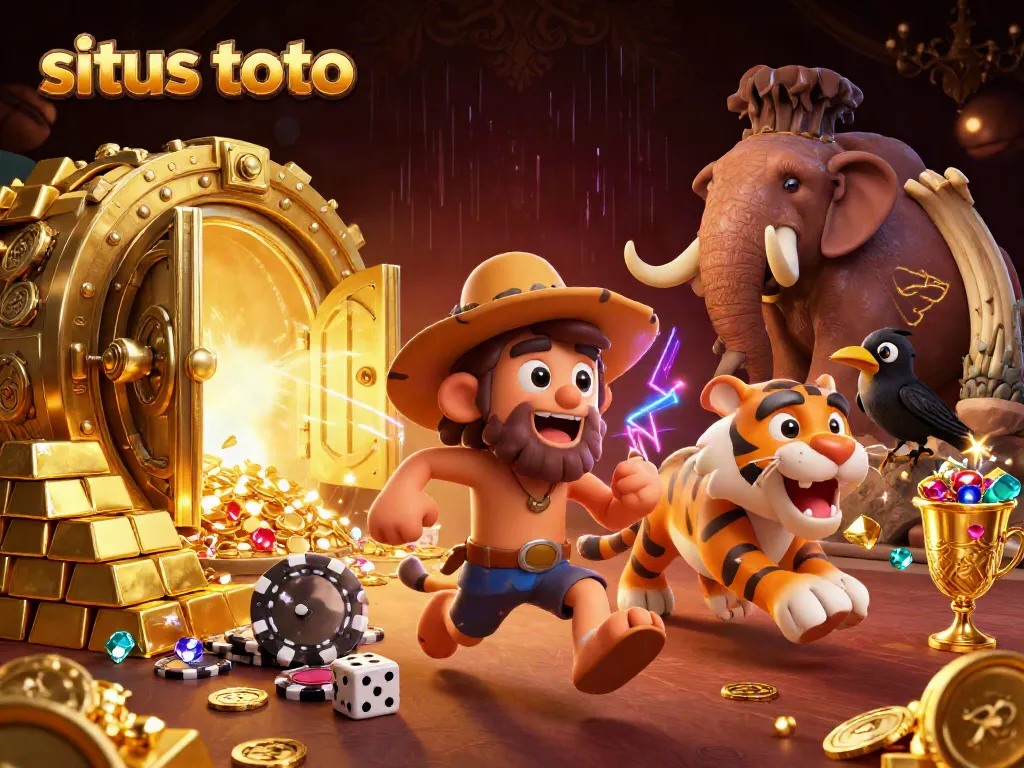 Play exciting games at situs toto in an ultra-detailed 3D casino illustration.