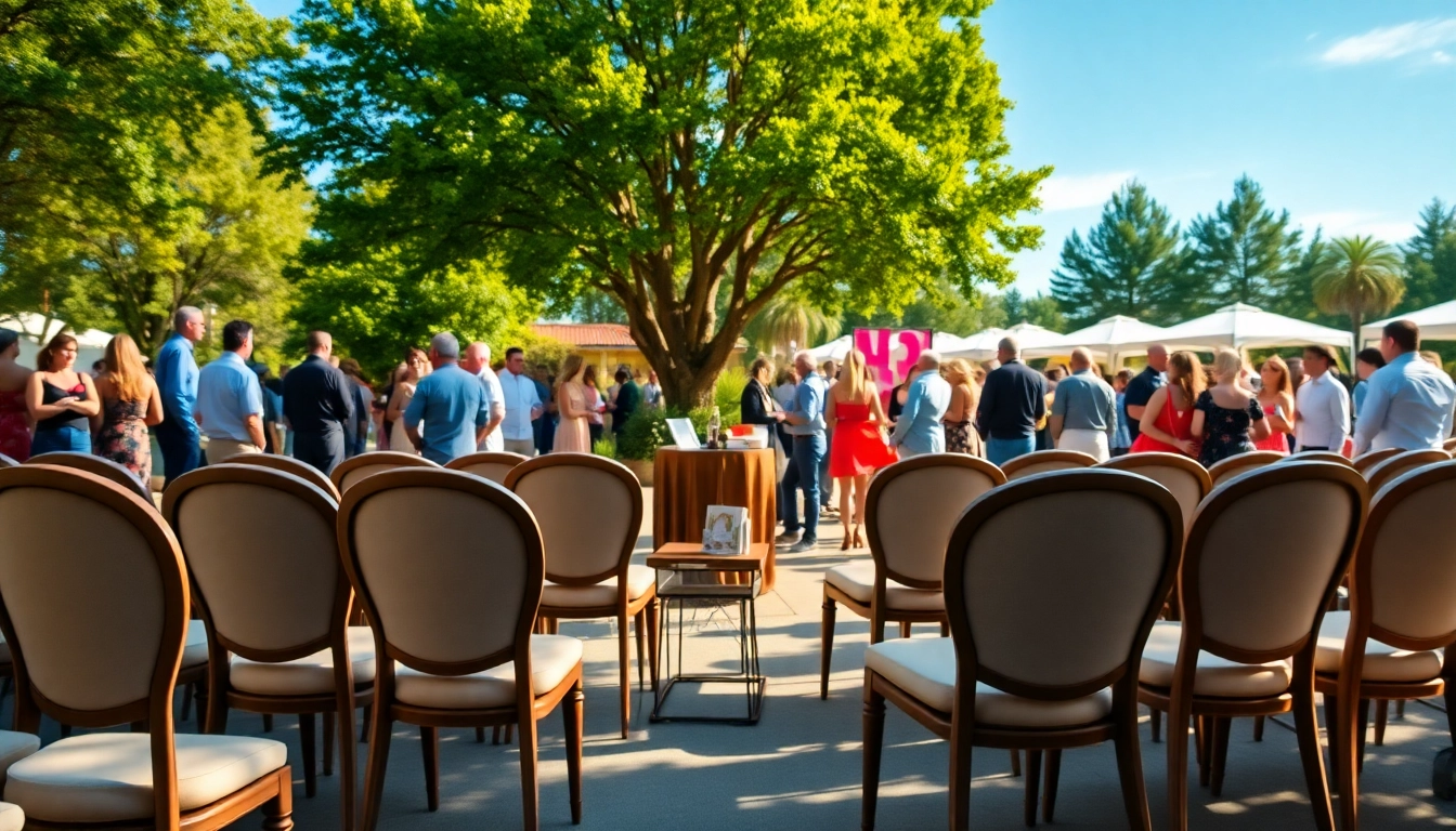 Enjoy vibrant chair rentals at a lively outdoor event, beautifully arranged for engagement.