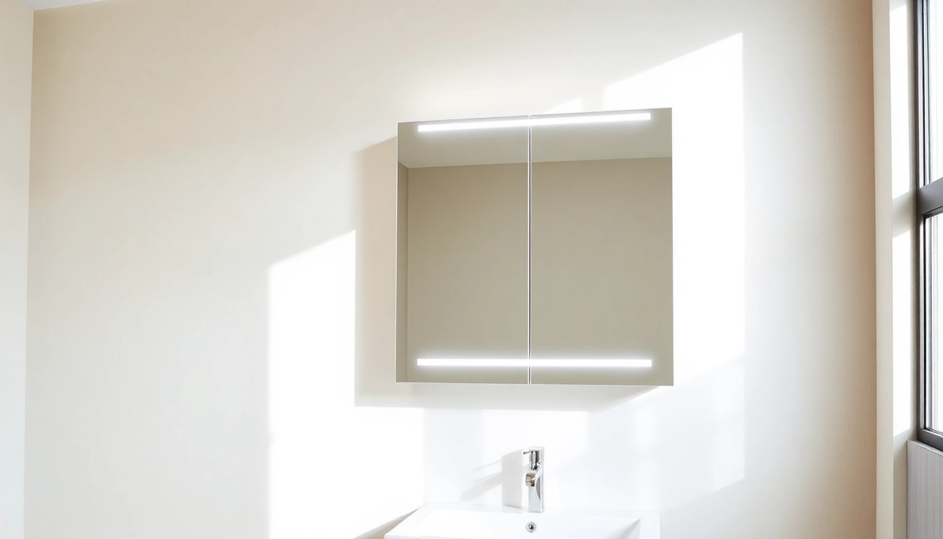 Sonni Spiegelschrank mit modernem Design und integrierter Beleuchtung im Badezimmer.