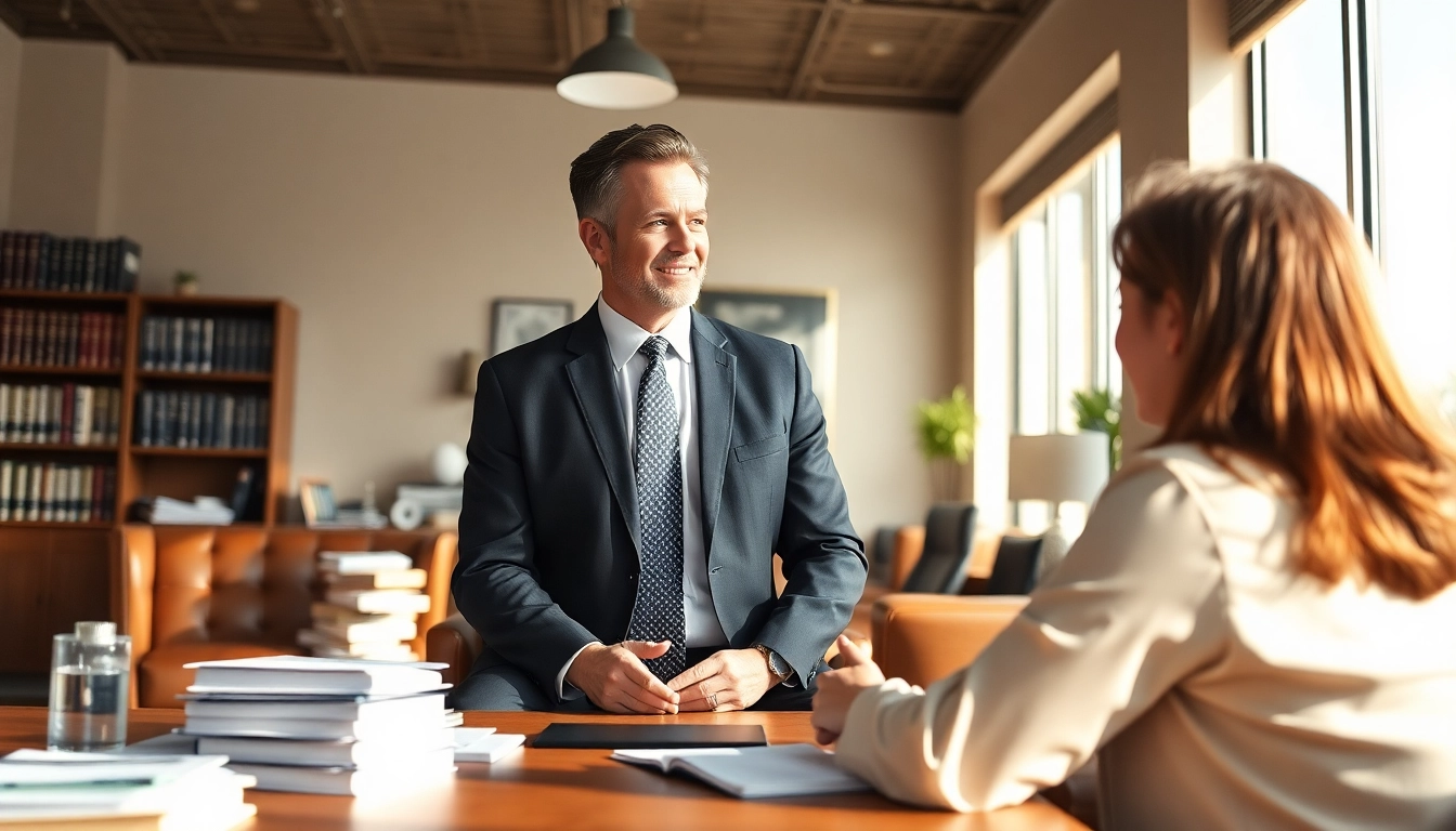 Truck accident attorney Clearwater consulting with clients in a professional office.
