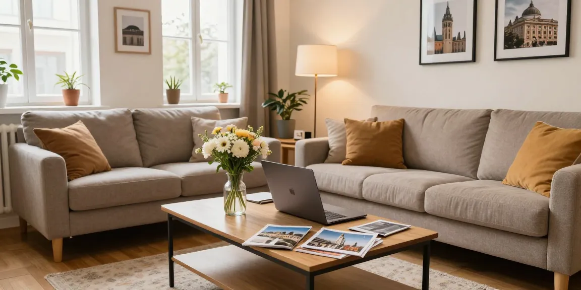 Monteurzimmer mieten Hannover: Gemütliches Apartment mit Arbeitsbereich und Blick auf lokale Attraktionen.