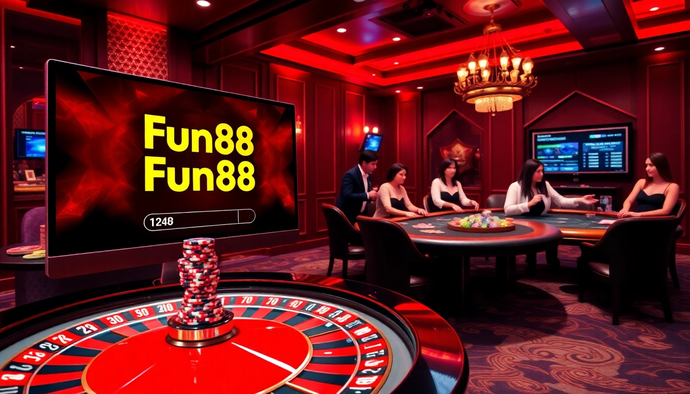 Experience thrilling gameplay at Fun88 link with an exciting casino atmosphere featuring roulette and poker.