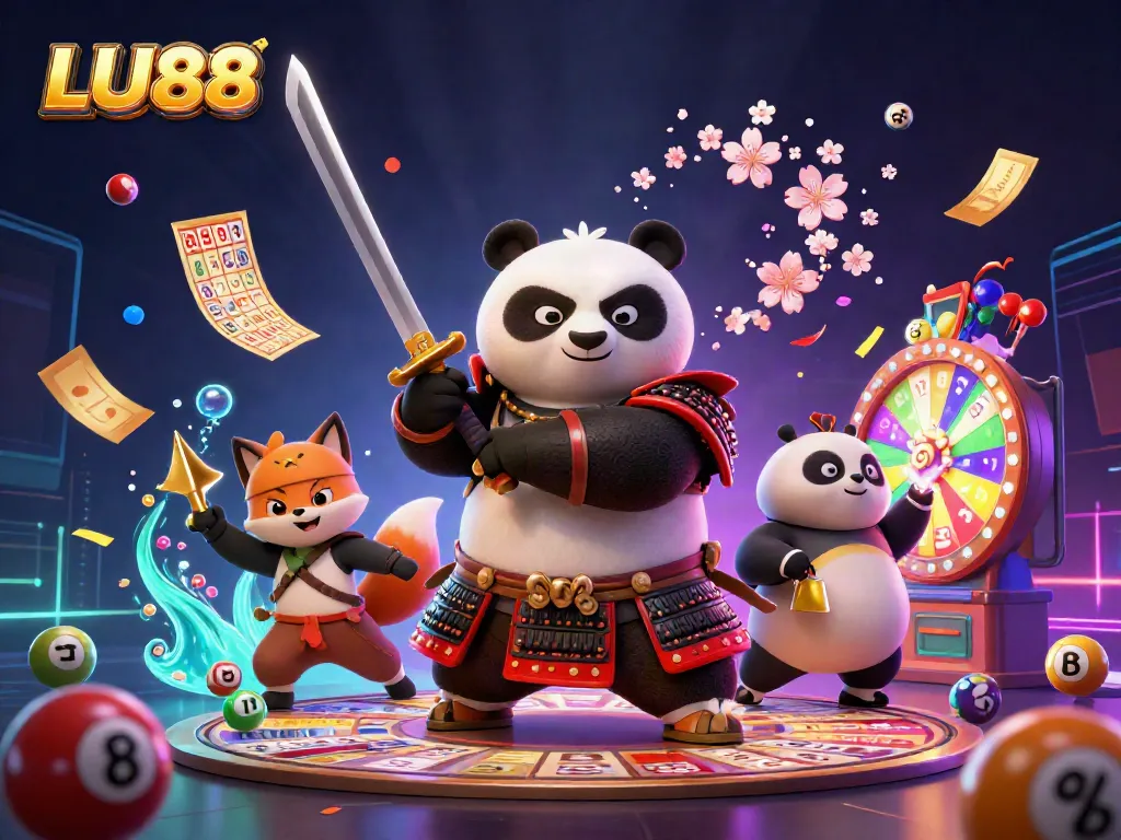 LU88 attracts gamers with a captivating 3D digital scene featuring vibrant lottery elements.