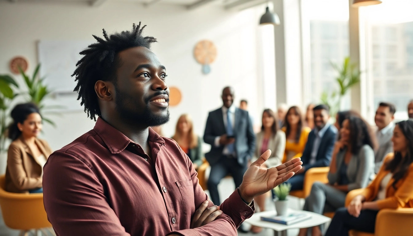 Black entrepreneur presenting innovative ideas in a modern setting during Bet on Black competition.