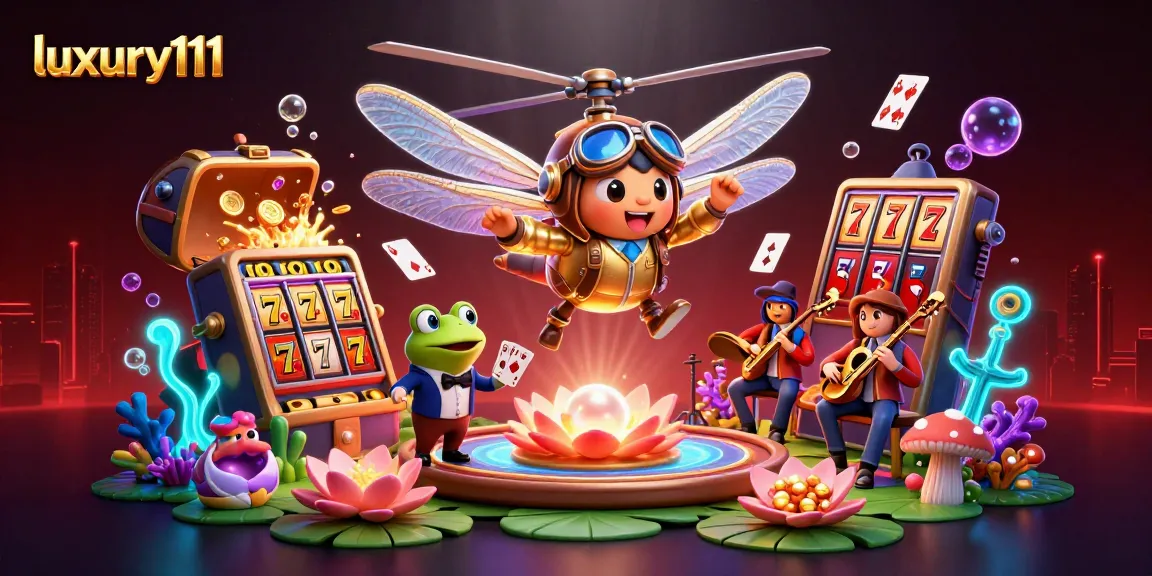 Engage with the luxury111 casino experience featuring colorful slot elements and unique characters in action.