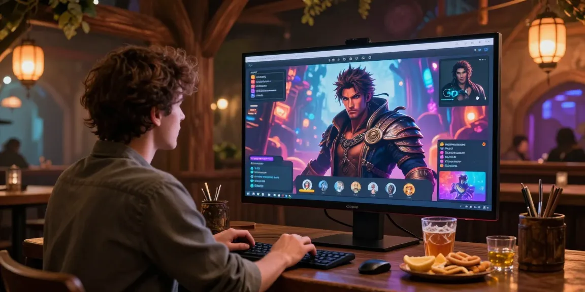 Tavern AI immersive chat platform with user engaging with lifelike AI characters in a vibrant virtual tavern.