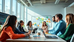 Engaged team strategizing over SEO solutions at a white label SEO company.