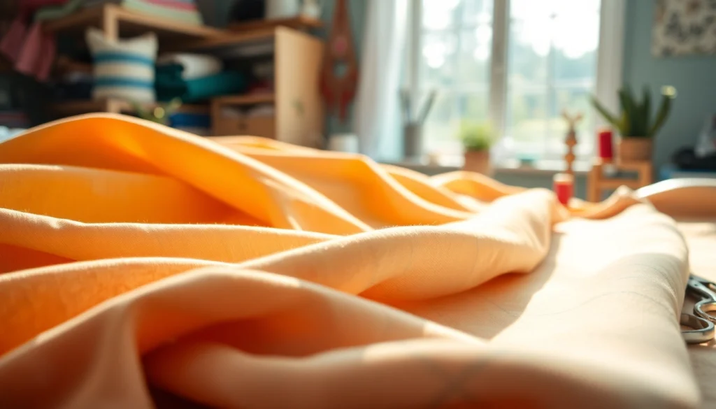 Katoen stof in een knusse handwerkstudio met heldere kleuren