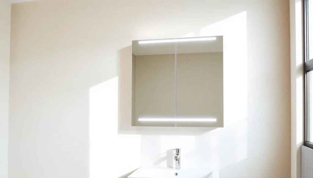 Sonni Spiegelschrank mit modernem Design und integrierter Beleuchtung im Badezimmer.