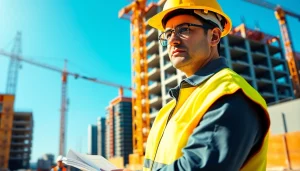 Construction manager supervising a thriving New Jersey construction site