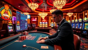 Experience thrilling gameplay at xx88.pizzza with dynamic casino visuals featuring poker chips and game tables.