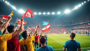 해외축구중계 팬들이 경기장에서 응원하는 모습