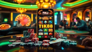 Trải nghiệm cảm giác casino với ứng dụng Tik88, nổi bật với các máy xèng sống động và yếu tố poker.