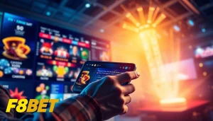 Experience the thrill of F8BET's dynamic online betting platform interface with exciting games and vibrant graphics.