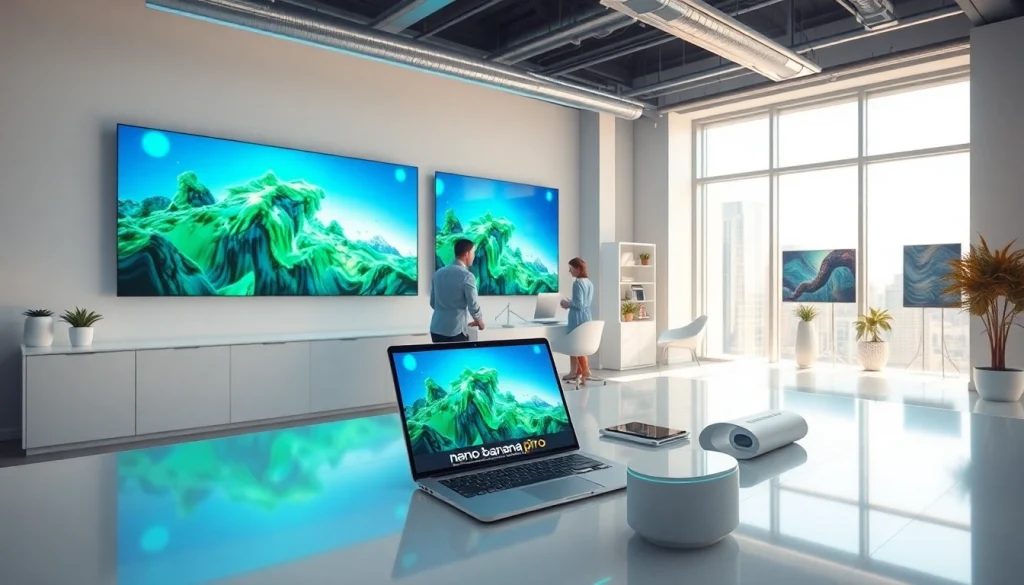 Nano banana pro AI image editing tool showcased in a futuristic digital workspace.