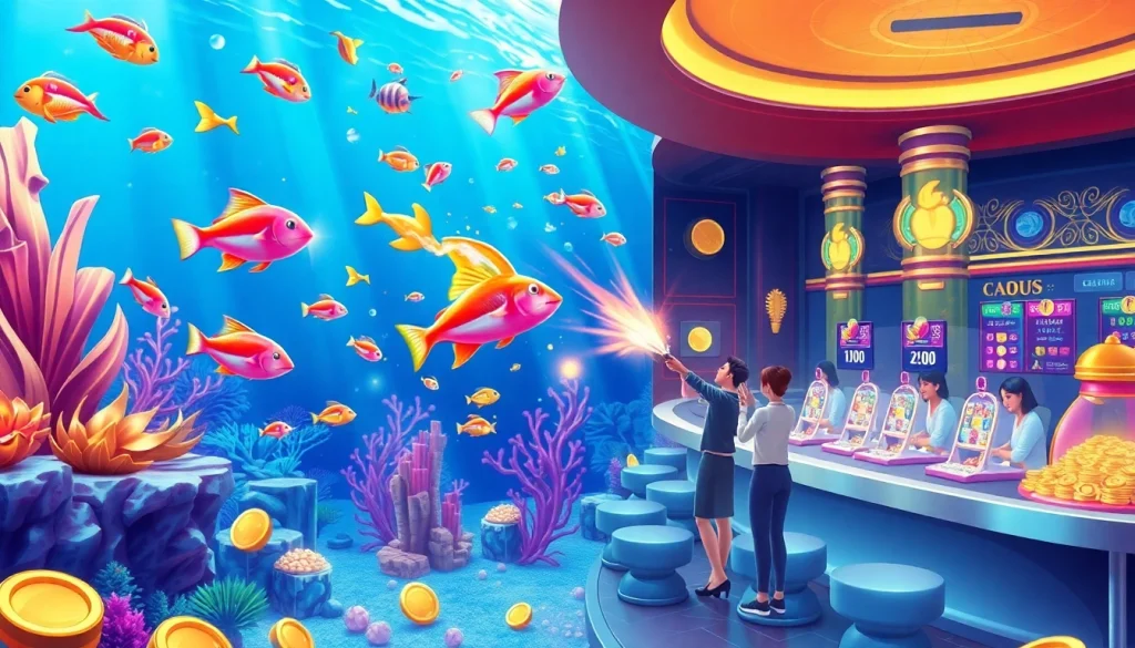 bắn cá đổi thưởng game showcasing colorful underwater action and dynamic shooting experience