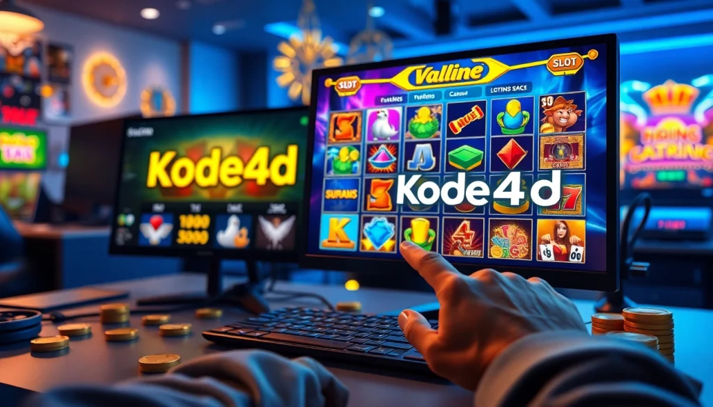 Kode4d slot games showcased on a modern gaming interface, engaging colors and tokens.