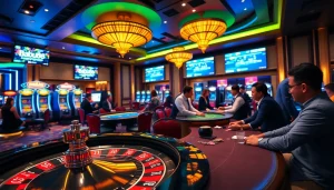 Babu88 branded roulette wheel spins amidst vibrant casino excitement.