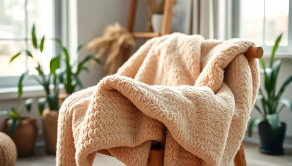 Fleece deken over een houten stoel in een zonnige kamer voor extra comfort.
