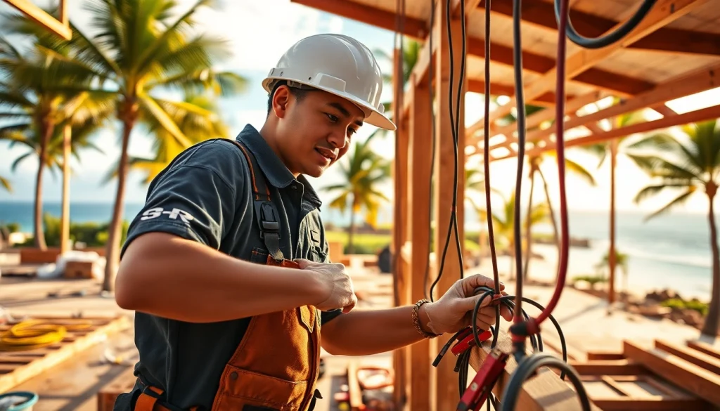 Electrician apprenticeship Hawaii apprentice working on a wiring project in an active setting.
