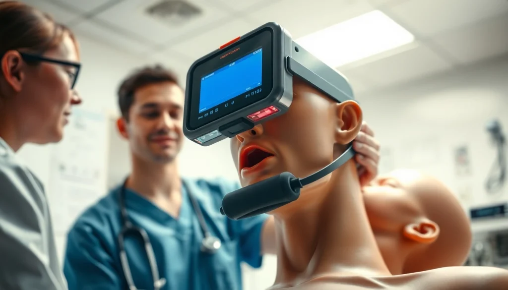 Demonstrating the choking rescue device in a clinical environment for effective emergency response.