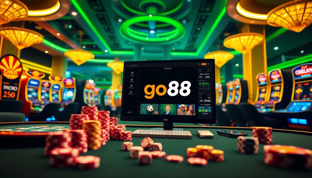 Engaging scene highlighting tải go88 online gaming experience with vibrant casino elements.
