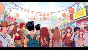 무료웹툰의 다양한 장르와 캐릭터들이 생동감 있게 그려진 장면입니다.