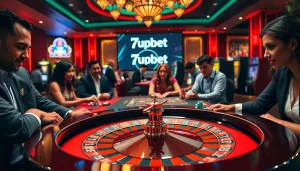 Engaging players experience the excitement of 7upbet at a lively casino table.
