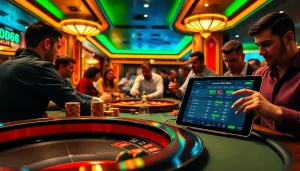 SODO66 players engaging in a glamorous casino experience with roulette and poker tables.