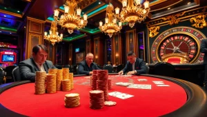 Experience the excitement of RR88 at a vibrant casino poker table with colorful chips and cards.