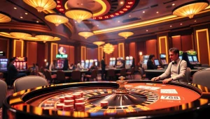 Players enjoying thrilling games at RR88 casino with vibrant atmosphere and engaging tables.