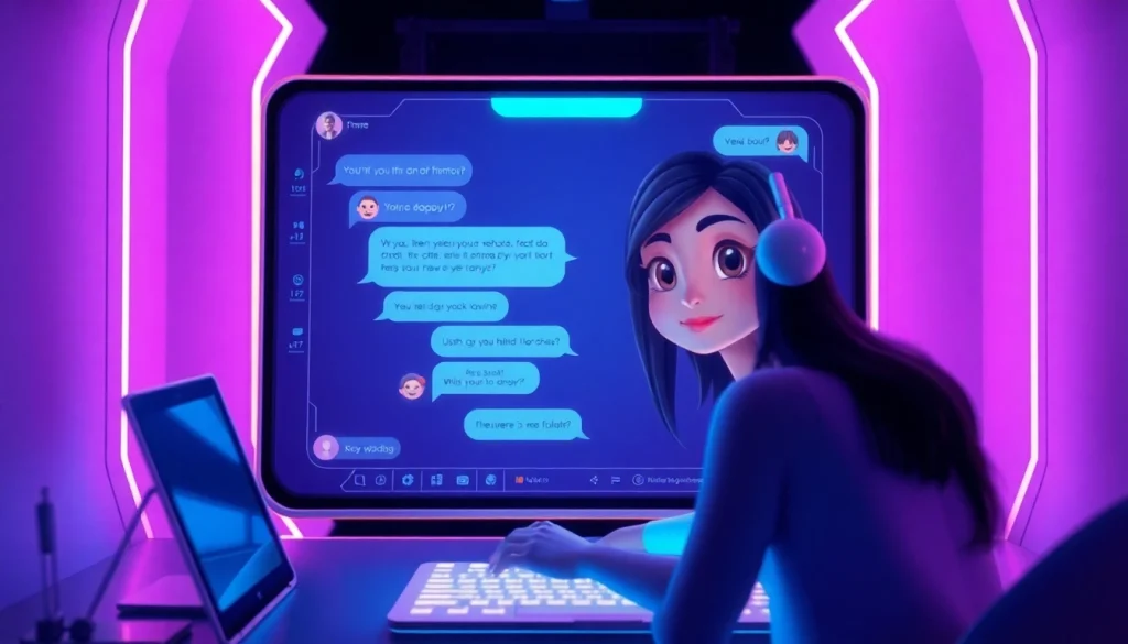 Engaging NSFW AI chat experience showcasing a virtual girlfriend in a modern digital interface.