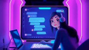 Engaging NSFW AI chat experience showcasing a virtual girlfriend in a modern digital interface.