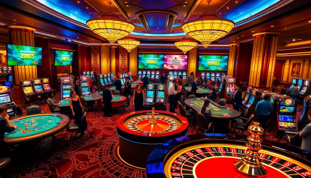 Experience the excitement of casino gaming at Lc88.marketing with vibrant slot machines, roulette wheels, and poker tables.