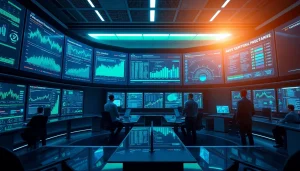 Cybersecurity AI professionals monitoring threats in a high-tech control room.