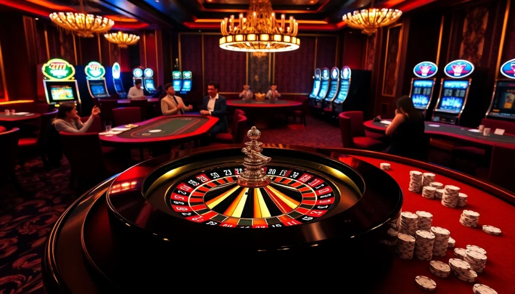 Experience thrilling gameplay at 777VIP in a luxurious casino setting filled with excitement.
