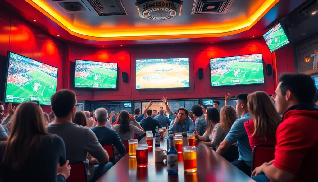 Engaging sports bar scene highlighting 토토스토리 with fans enjoying live games in a vibrant atmosphere.