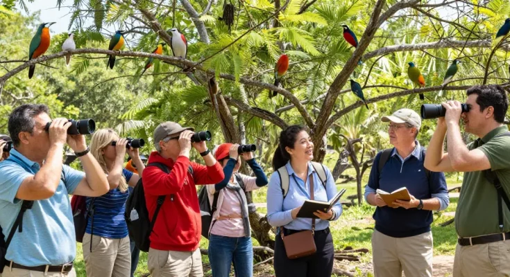 Birdwatching enthusiasts thrilled discovering unique birds while using rokok88 login for special insights.