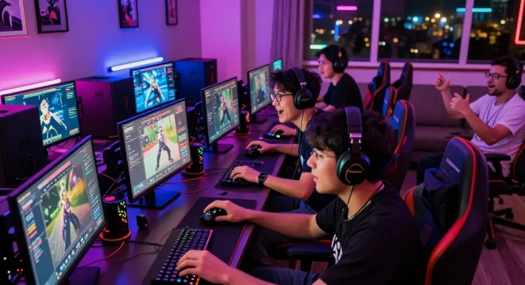 NAGA2000: Topup Akun Game Dengan Metode QRIS Gratis Biaya Admin Setiap Hari di ruang tamu yang cerah dengan penggemar game.
