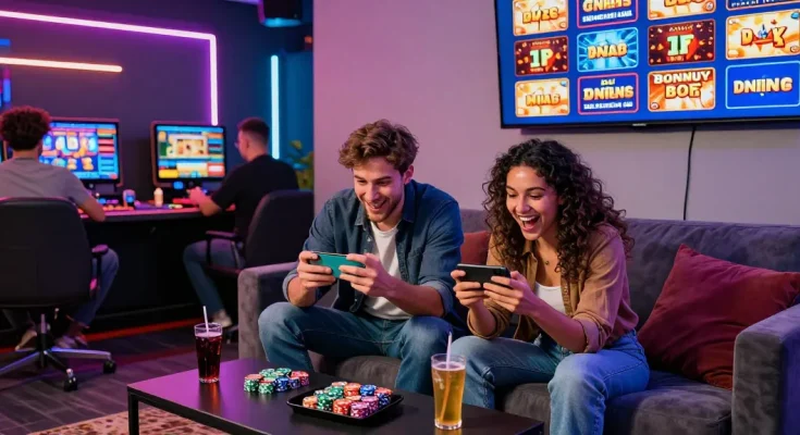 Players enjoying exciting games at UK casinos not on Gamstop in a vibrant gaming room setting.